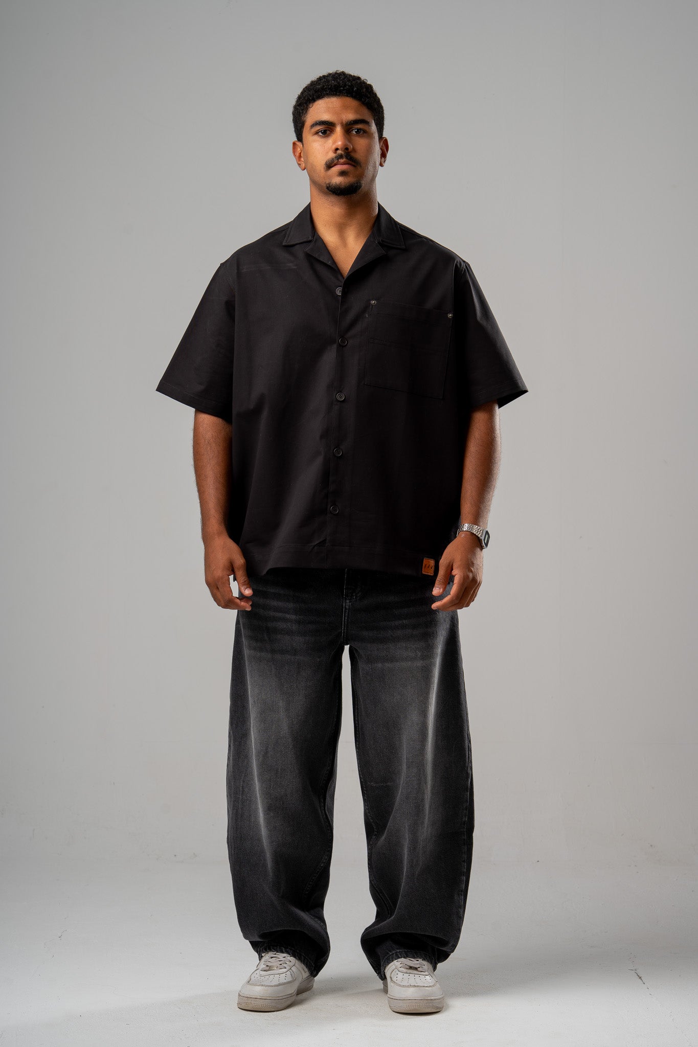 Relaxed Leather-Patch Shirt